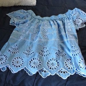 Mud pie cropped blue shirt